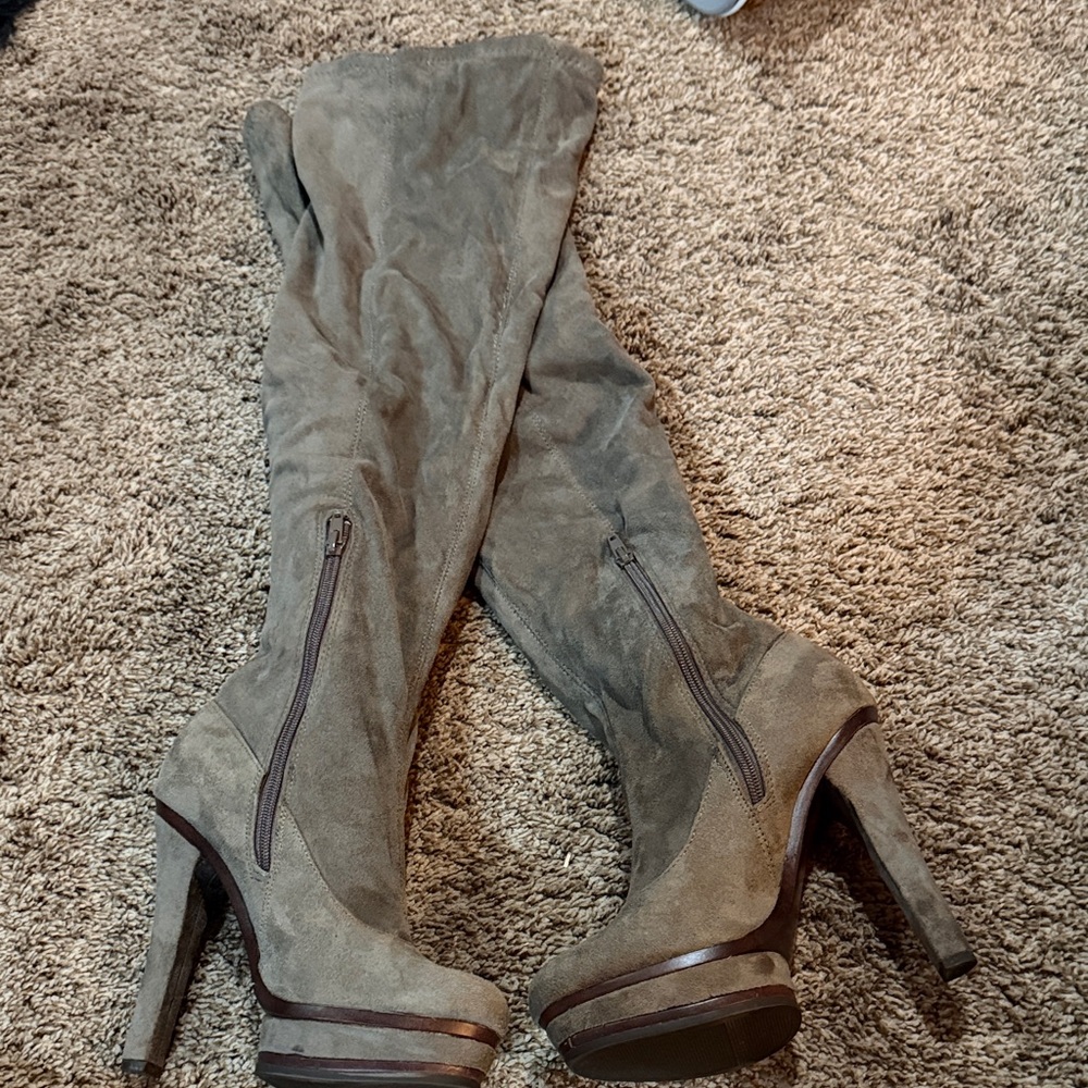 Jennifer Lopez Taupe Over-the-Knee Boots